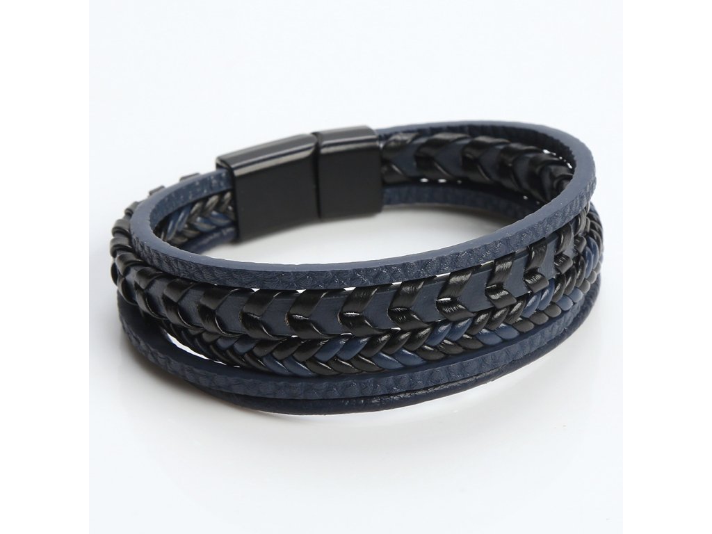Pánský náramek Adiel - modro-černý - vel. 21